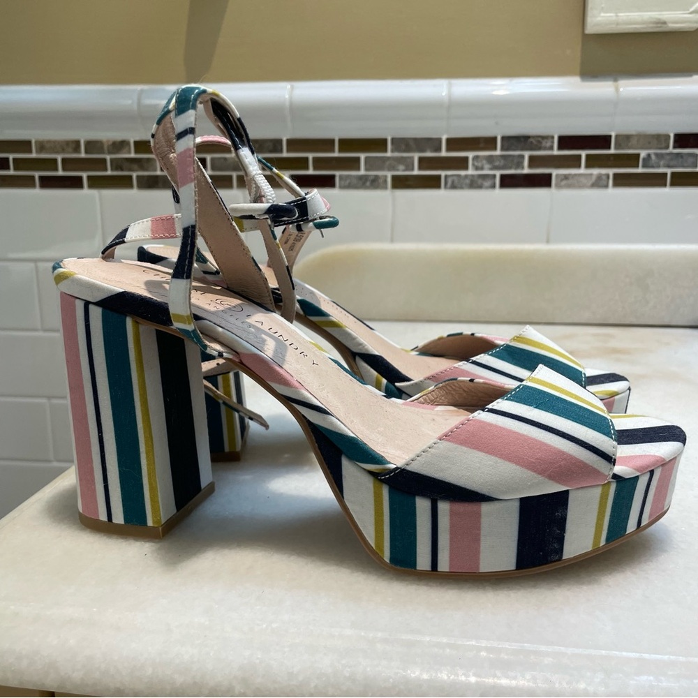 (Worn Once) Chinese Laundry Striped Platform Sandals